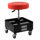 ▶ Silla neumática Gris con Bandeja de Herramientas Doble, Capacidad de 300 Libras