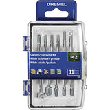 ▶ DREMEL Kit de accesorios para herramientas giratorias de tallado y grabado, juego surtido de 11 piezas, perfecto para uso en madera, metal y vidrio