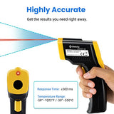 Termómetro pistola de temperatura infrarrojo láser digital sin contacto, -58 ℉ ~ 1022 ℉ (-50 ℃ ～ 550 ℃), Amarillo y Negro