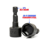 ▶ NEIKO Juego de 20 llaves de vaso hexagonales | Vástago hexagonal de 1/4" | SAE y métrico | 4-12 mm y 5/32"-1/2" | Acero CR-V de alto torque | Cambio rápido | Juego de 6 puntas para taladro de vaso | Atornillador de tuercas