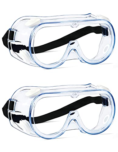 MELASA Gafas de seguridad ANSI Z87.1, 2 paquetes de gafas de laboratorio protectoras antivaho, gafas de seguridad para protección ocular