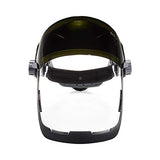 ▶ Careta de protección de Seguridad Industrial   - Protector facial con visera de soldadura IR Shade 5, trinquete, tinte transparente, revestimiento antivaho, negro, 14230