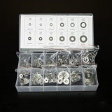 ▶ NEIKO  - Surtido de arandelas planas y cerraduras, acero inoxidable, 350 piezas, color plateado