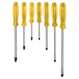 ▶ PRETUL  Juego de 7 desarmadores de golpe, mango ámbar de PVC