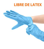 ▶ Guantes De Nitrilo Azul Libre de Látex Sin Polvo desechable resistente antiadherente uso industrial alto rendimiento ideal para cocinar pack de 100 piezas (Medium)