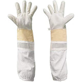 ▶ Guantes de jardinería de piel de cabra para apicultura con mangas ventiladas y puños elásticos a prueba de picaduras para jardinería, trabajo, cactus y poda de rosas
