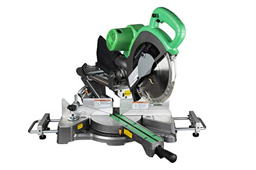 Sierra  de corte circular  Metabo HPT compuesta deslizante de 10 pulgadas, guía láser ajustable, doble bisel, control electrónico de velocidad, motor de 12 amperios, freno eléctrico (C10FSHS)