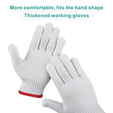 ▶ Guantes de trabajo  de algodón, manuales para reparación de construcción, tejido industrial, almacén, jardinería, barbacoa, duraderos, resistentes al calor, grueso blanco, Large