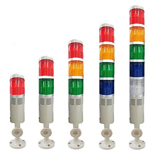 YJINGRUI - Lámpara LED de advertencia con señal industrial y alarma de seguridad, con varilla de revestimiento múltiple y zumbador para máquinas CNC, 5 LED