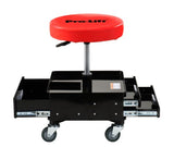 ▶ Silla neumática Gris con Bandeja de Herramientas Doble, Capacidad de 300 Libras