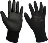 ▶ 12 pares de guantes ESD 13G con revestimiento de poliuretano antiestático, guantes de trabajo de seguridad, perfectos para montaje electrónico y trabajo ligero (XL), color negro