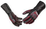 ▶Guantes de soldador de  piel para soldar y aparejar, resistentes a los impactos, resistentes a los cortes, varios tamaños disponibles (S - 2XL), Negro, Rojo, Large
