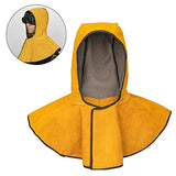 ▶ Capucha de soldadura para la cabeza/cuello de protección de soldador, protección para el hombro, casco ignífugo, de vacuno, resistente al viento, chal de soldadura, sombrero
