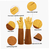 ▶Guantes de soldador de cuero resistente al calor de cuero Larga espina a prueba de jardinería Guantallas de horno l 1 Pair, Guantes de soldador