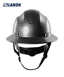 ▶ Casco duro de ala completa, aprobado por OSHA, diseño gris carbón premium, casco de seguridad FRP con suspensión de trinquete ajustable de 4 puntos, clase C