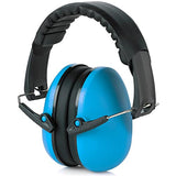 ▶ Orejeras de protección auditiva y reducción de ruido - Ligeras, ajustables y plegables NRR 20dB Protección auditiva de seguridad para disparar, trabajo con maquinaria pesada y caza Se adapta a adultos y niños, azul