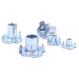 💢 Hilitchi 105 tuercas en T de acero chapado en zinc M4 5 6 8 10, kit surtido de tuercas de cuatro garras para escalada de roca de madera, sostiene muebles de armarios