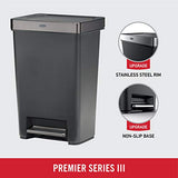 Rubbermaid Premier Series III - Bote de Basura para el hogar y la Cocina, con Borde de Acero Inoxidable, 12.4 galones, Color carbón