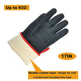 ▶ Guantes ignífugos de parrilla de barbacoa para freidora de pavo, 17 pulgadas, 1222 °F, guantes a prueba de calor para ahumador, barbacoa, horno para manejar alimentos calientes en freidora, parrilla, manga larga ignífuga