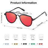 SojoS Gafas De Sol Polarizados Hombres Mujeres Unisex Aviador Clásico Doble Puente SJ1051 Marco Negro/Lente Espejo Rojo Polarizado
