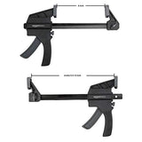 ▶ Amazon Basics Juego de 6 abrazaderas de gatillo – 2 piezas de 4 pulgadas, 4 piezas de 6 pulgadas