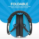 ▶ Orejeras de protección auditiva y reducción de ruido - Ligeras, ajustables y plegables NRR 20dB Protección auditiva de seguridad para disparar, trabajo con maquinaria pesada y caza Se adapta a adultos y niños, azul