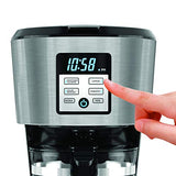 Black+Decker CM1331S-LA Cafetera Programable Black + Decker con Filtro Permanente y Sistema de Goteo en Vórtice, 12 Tazas, CM1331S-LA, color, Negro, pack of/paquete de 1