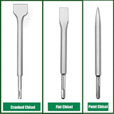 ▶ Juego de broca cinceles para taladro de martillo, juego de brocas para martillo giratorio, 3 piezas, incluyendo cincel de punta, cinceles planos, cinceles con manivela con funda de transporte