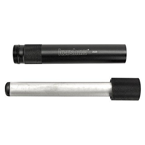 Herramientas de carpintería Kershaw Ultra-Tek Afilador de cuchillas (2535); acero de afilado de 4 pulgadas; eje ovalado recubierto de diamante de grano 600; mango ligero de aluminio anodizado 6061-T6; diseño compacto y portátil; 2 onzas, pequeño