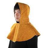 ▶ Capucha de soldador, protección facial de cuello con aislamiento térmico de piel de vaca amarilla, máscara de seguridad para casco de soldadura a prueba de salpicaduras y resistente al calor