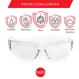 ▶ Paquete de 2 Lentes Médicos Seguridad con Protección Antivirus Antiempañantes, Antirayaduras y Transparentes | Lentes Gogles Quirurgicos Herméticos Industriales Protectores Personales
