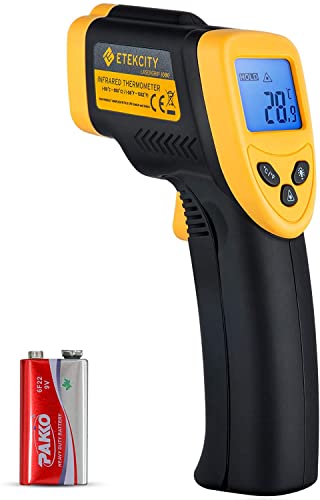 Termómetro pistola de temperatura infrarrojo láser digital sin contacto, -58 ℉ ~ 1022 ℉ (-50 ℃ ～ 550 ℃), Amarillo y Negro
