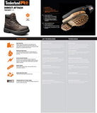 ▶ TIMBERLAND PRO Botas de trabajo industriales con cierre directo de acero de 6 pulgadas para hombre, impermeables, aisladas, Marrón, 7.5 US