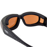 ▶ Global Vision Gafas de seguridad Outfitter con marcos negros mate y lentes de espejo de conducción antivaho
