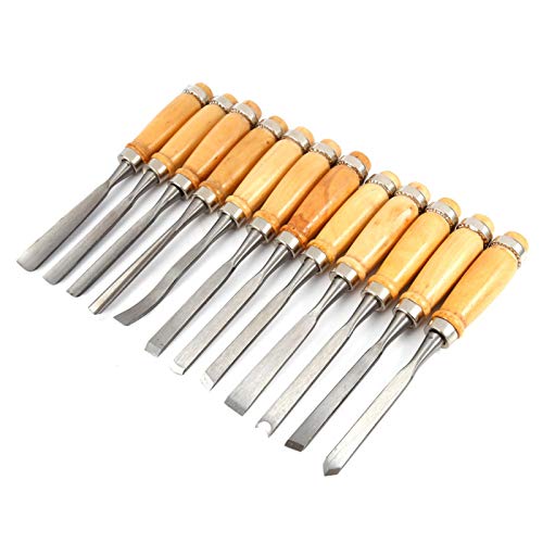 Herramientas de carpintería Juego de cinceles de madera, herramientas para trabajar la madera con mango de alto impacto, juego de herramientas para tallar madera, talladores aficionados para carpinteros principiantes
