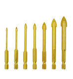 ▶ Juego de Brocas para Vidrio y Azulejos 3-12mm 7PCS, Carburo de Tungsteno Recubierto Titanio Herramienta Perforación Cerámica hormigón Mango Hexagonal para Vidrio Azulejos Cerámica y Espejos