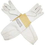 ▶ Guantes de jardinería de piel de cabra para apicultura con mangas ventiladas y puños elásticos a prueba de picaduras para jardinería, trabajo, cactus y poda de rosas