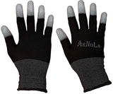 ▶ Guantes Antiestáticos negros de ajuste superior con punta de los dedos de fibra de carbono de 13 G, guantes de trabajo de seguridad ESD con revestimiento de poliuretano (2, extragrandes)