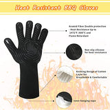 Guantes de barbacoa, guantes resistentes al calor, guantes ignífugos, guantes de parrilla de silicona antideslizantes lavables, guantes de cocina para barbacoa, parrilla, cocina, hornear, camping, ahumador (negro)