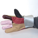 Guantes ignífugos Guantes de soldadura Soldador de corte Soldadura de arco de argón Resistencia a alta temperatura Guantes de línea de fuego de cuero genuino resistentes al desgaste ( Tamaño : A )