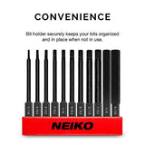 ▶ NEIKO Hex Allen Power Bit Set, 11-Piece SAE Sizes 1/16 to 5/16 | Magnetic Hex Head Bits | 3 Quick Release Shanks | Premium S2 Steel | Compatible with Power Drills and Impact Drivers