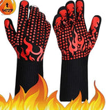 ▶ Guantes ignífugos  parrilla de barbacoa [166 °F] Guantes extremadamente resistentes al calor, guantes de silicona para horno ignífugos para hornear ahumadores, guantes de cocina con aislamiento térmico, 1 par