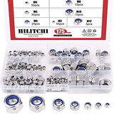 💢 Hilitchi - Kit de tuercas de acero inoxidable de 155 piezas, tamaño M3, M4, M5, M6, M8, M10 y M12, Lock Nuts