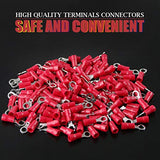 💢Hilitchi - 100 Conectores de Alambre eléctrico aislados de Calibre 22-16 (M4, Rojo)