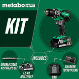 ▶ METABO Kit de taladro/ inalámbrico destornillador  MultiVolt de 18 V, motor sin escobillas, portabrocas de metal sin llave de 1/2 pulgada, garantía de herramienta de por vida | DS18DBFL2E