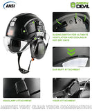 ▶ GREEN DEVIL Unisex-Adulto Casco Seguridad Casco Duro Con Visera Y Protección Para Los Oídos Casco Trabajo Abs Ventilado Liviano Y Ajustable Para Hombres Y Mujeres Suspensión 6 Puntos Aprobado