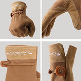 Guantes de trabajo de cuero para mujer, 2 pares de guantes de jardinería de piel de vaca, transpirables, guantes de trabajo para conductor, mecánico, construcción, patio (mediano, marrón)
