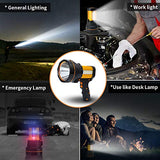 🔦 Linterna recargable Súper Brillante Recargable Linterna de mano LED ,Portátil Lámparas de mano Alta Potencia 8000 lm Grande Batería 10000mAh Charged de Larga Duración Proyector Antorcha, más Brillante Luz de Trabajo Lateral Linterna de Camping
