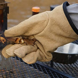 ▶ Guantes ignífugos  Aislamiento de Cuero Guantes de Barbacoa ignífuga Grueso grulas Guantes Protectores Protección de Mano de Obra a Domicilio Alta Ardor, Caqui