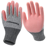 ▶ Guantes de jardinería  para mujeres y hombres, guantes protectores recubiertos de nitrilo y goma, guantes de jardín a prueba de espinas, guantes de trabajo al aire libre, azul, verde, gris, rosa (talla M a XL) (mediano, goma, 6 pares, rosa)